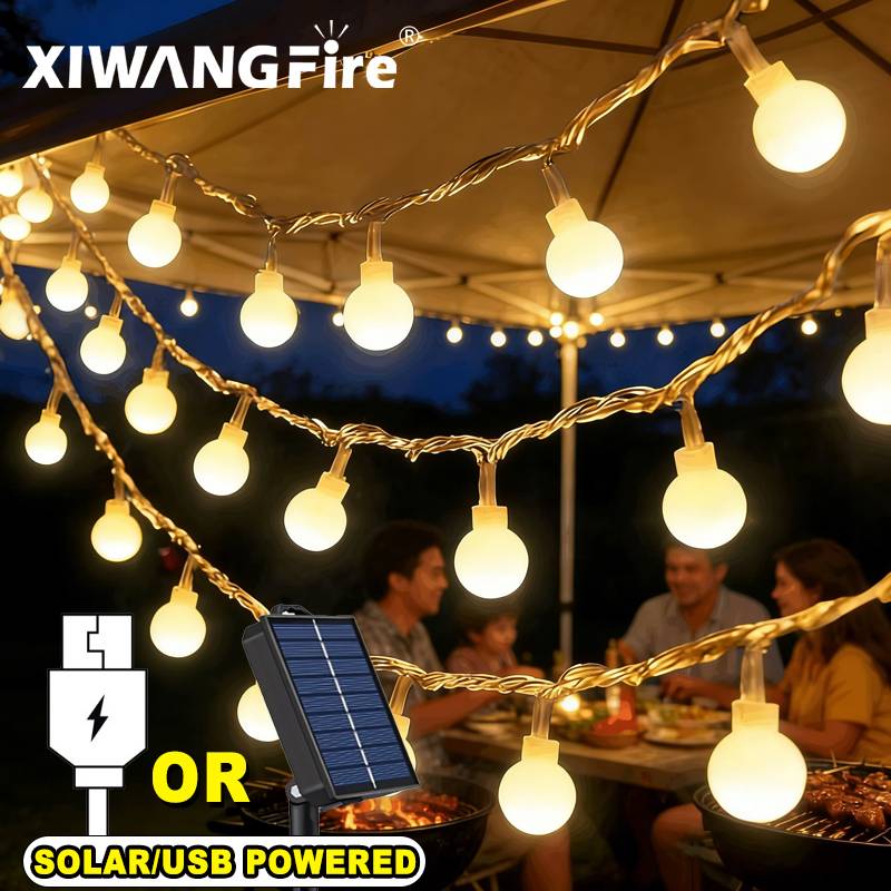Outdoor Lighting Led - 3-10M 태양광/USB/배터리 스트링 조명, 요정 글로브