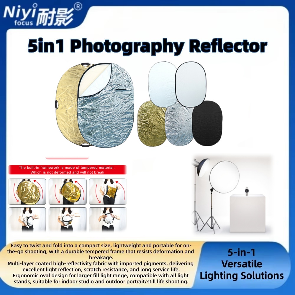 Outdoor Lighting Kit Photography - 5-in-1 원형 및 타원형 사진 반사판,