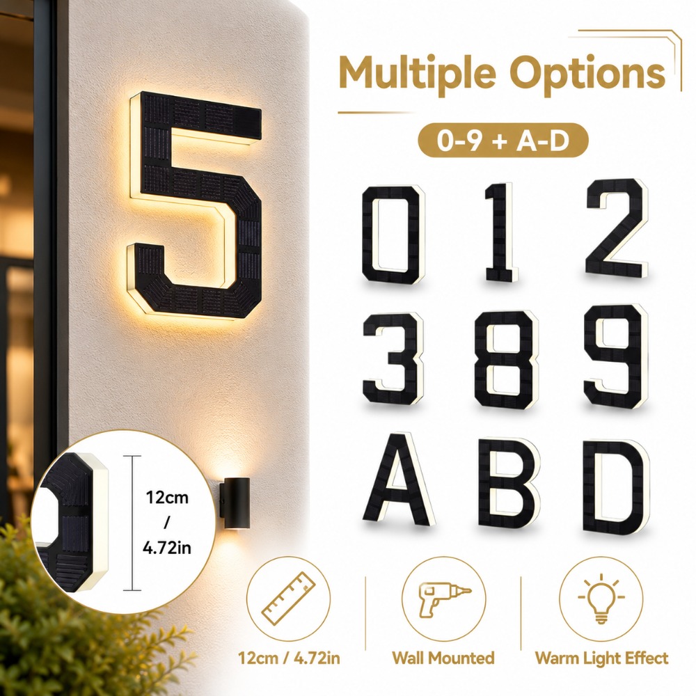 Outdoor Lighting For Front Of House - 태양광 LED 집 번호 표시등 방수