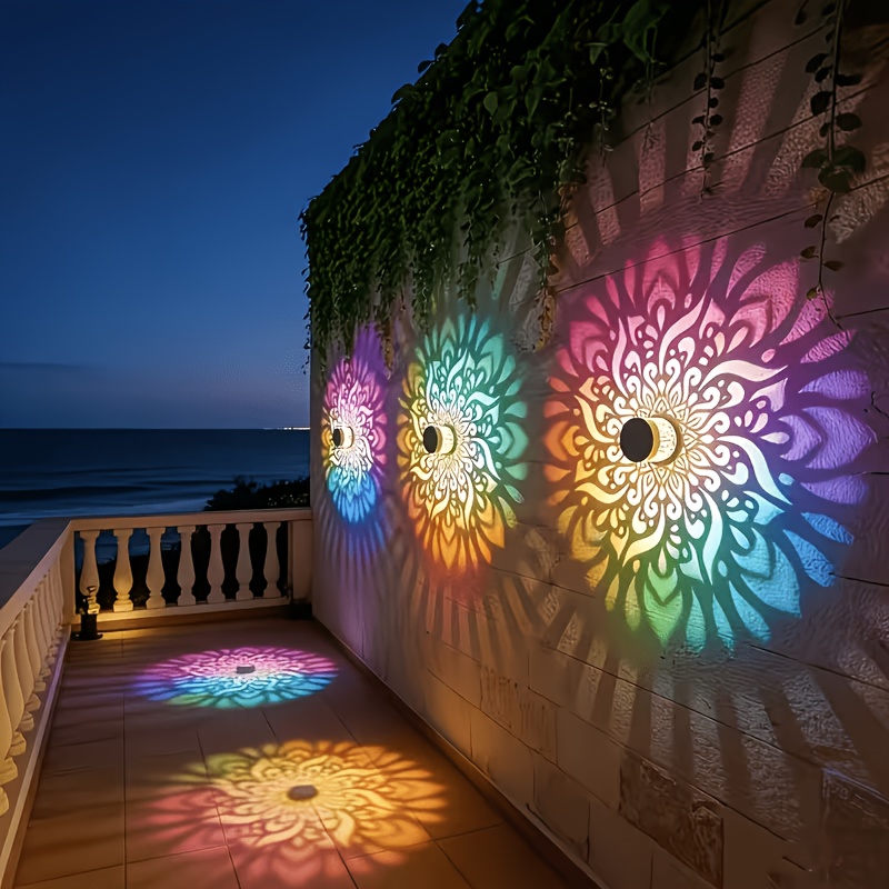 Wall Lighting Outdoor - 1/2/4팩 태양광 울타리 조명, 만다라 패턴