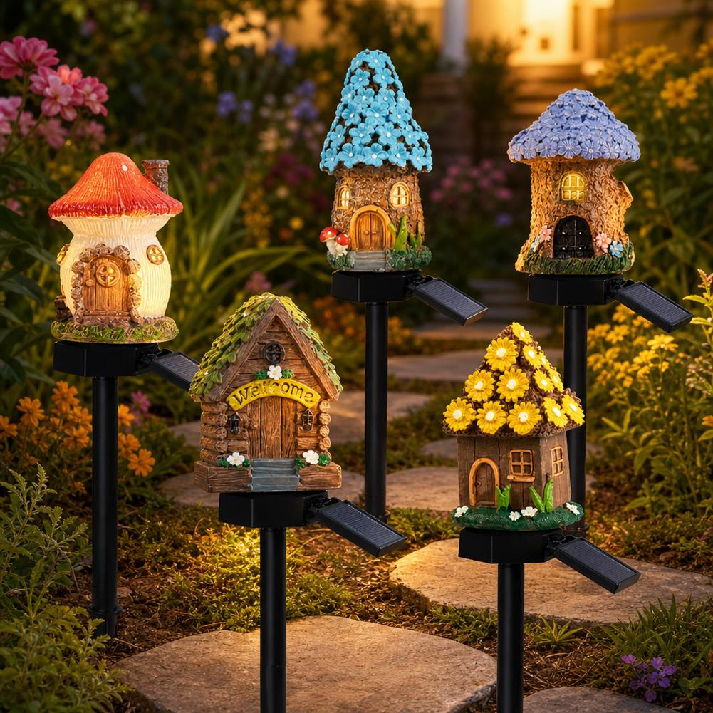 Outdoor Lighting For Front Of House - LED 태양광 잔디등 다용도 미니어처 요정집