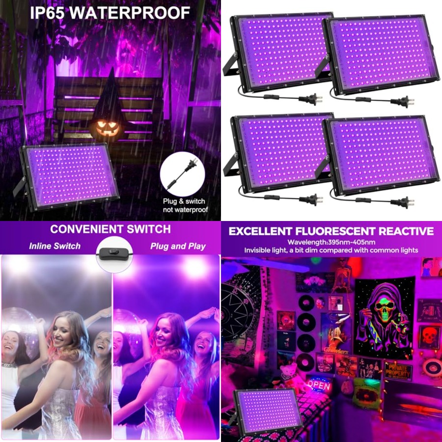 200W LED 블랙 라이트, 글로우 파티용 IP65  - Led Flood Light 리뷰 및 가격