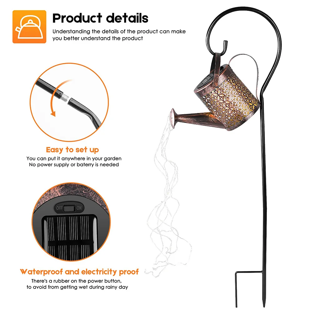 LED 태양 조명 야외 물을 수 빛 매달려 폭포 장식  - Outdoor Lighting Bronze 리뷰 및 가격