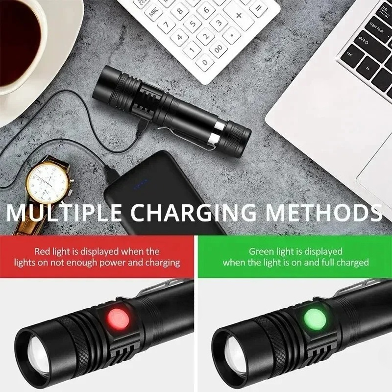 충전식 T6 핸드헬드 플래시라이트 18650 사용 줌  - Zinc Outdoor Lighting 리뷰 및 가격