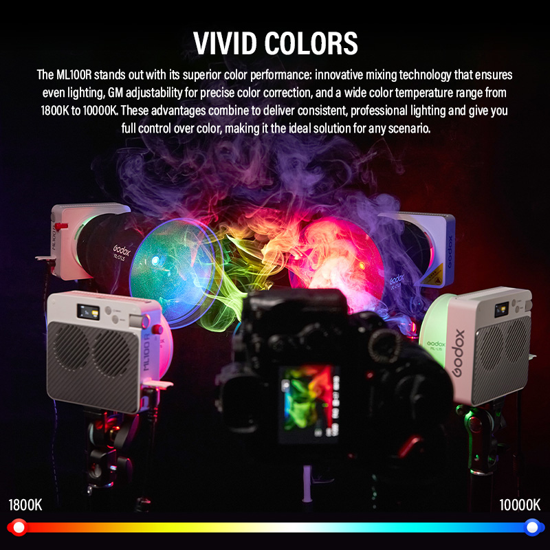 Godox 새로운 ML100R 휴대용 RGB 풀 컬러  - Outdoor Lighting Kit Photography 리뷰 및 가격