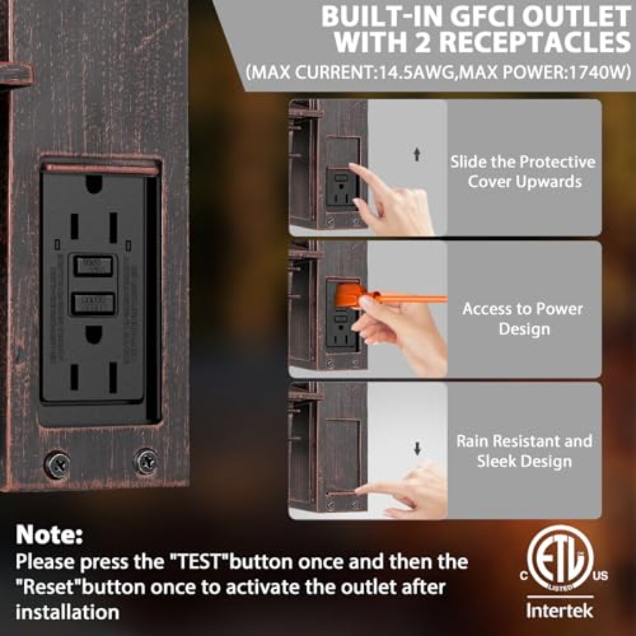 GFCI 콘센트가 있는 야외 조명, 황혼부터 새벽까지  - Solar Wall Sconce 리뷰 및 가격