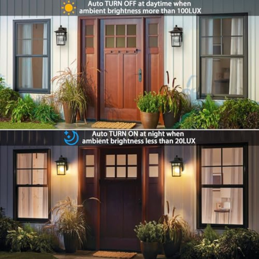 GFCI 콘센트가 있는 야외 조명, 황혼부터 새벽까지  - Solar Wall Sconce 리뷰 및 가격