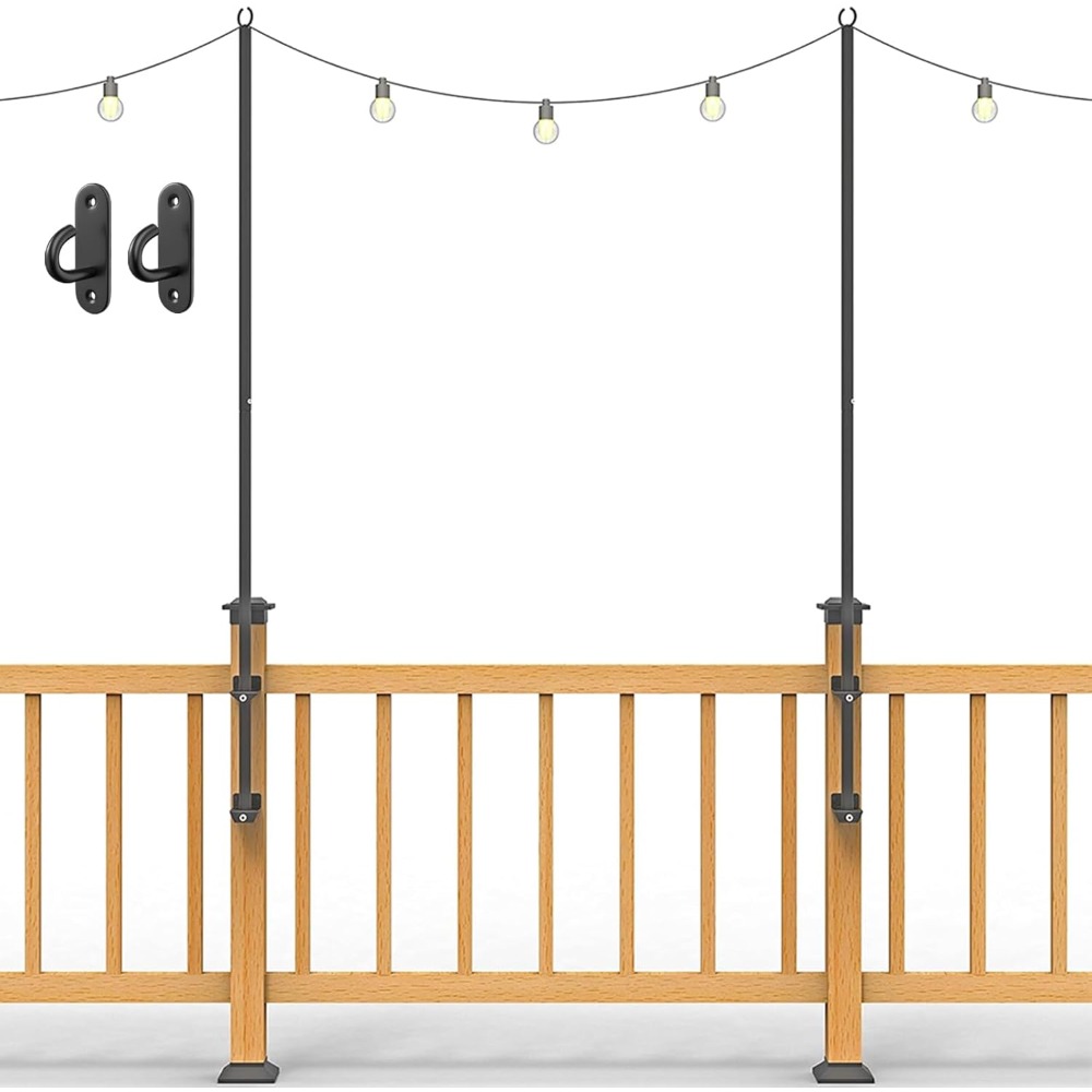 2팩 스트링 라이트 폴 - 스테인리스 스틸 6.5피트  - Wall Lighting Outdoor 리뷰 및 가격