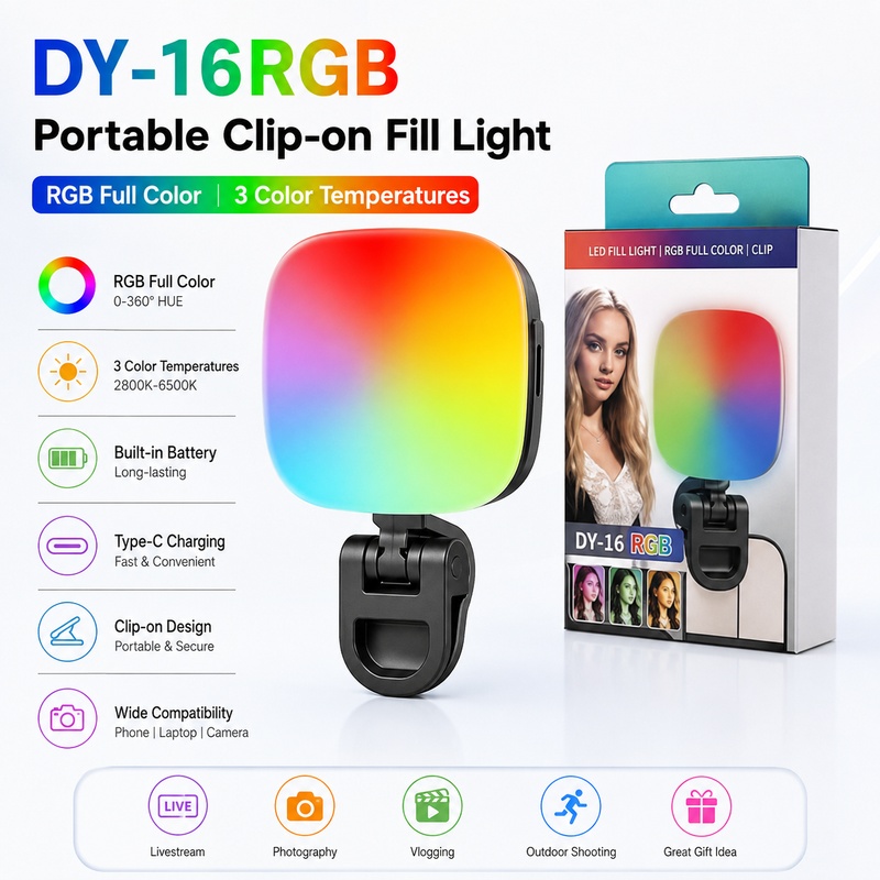 휴대용 RGB LED 조명, 휴대폰 카메라용 포켓 핸드 - Outdoor Lighting Video 리뷰 및 가격