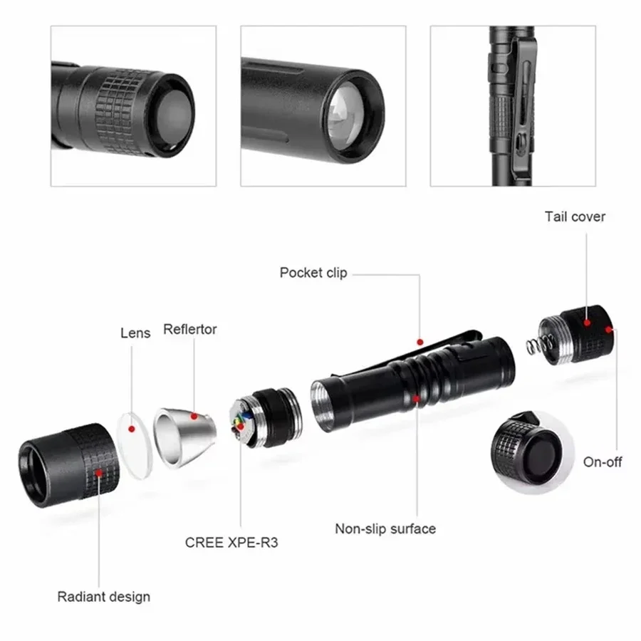 1-4PCS 미니 휴대용 LED 펜 라이트 포켓 야외  - Outdoor Lighting Electric 리뷰 및 가격