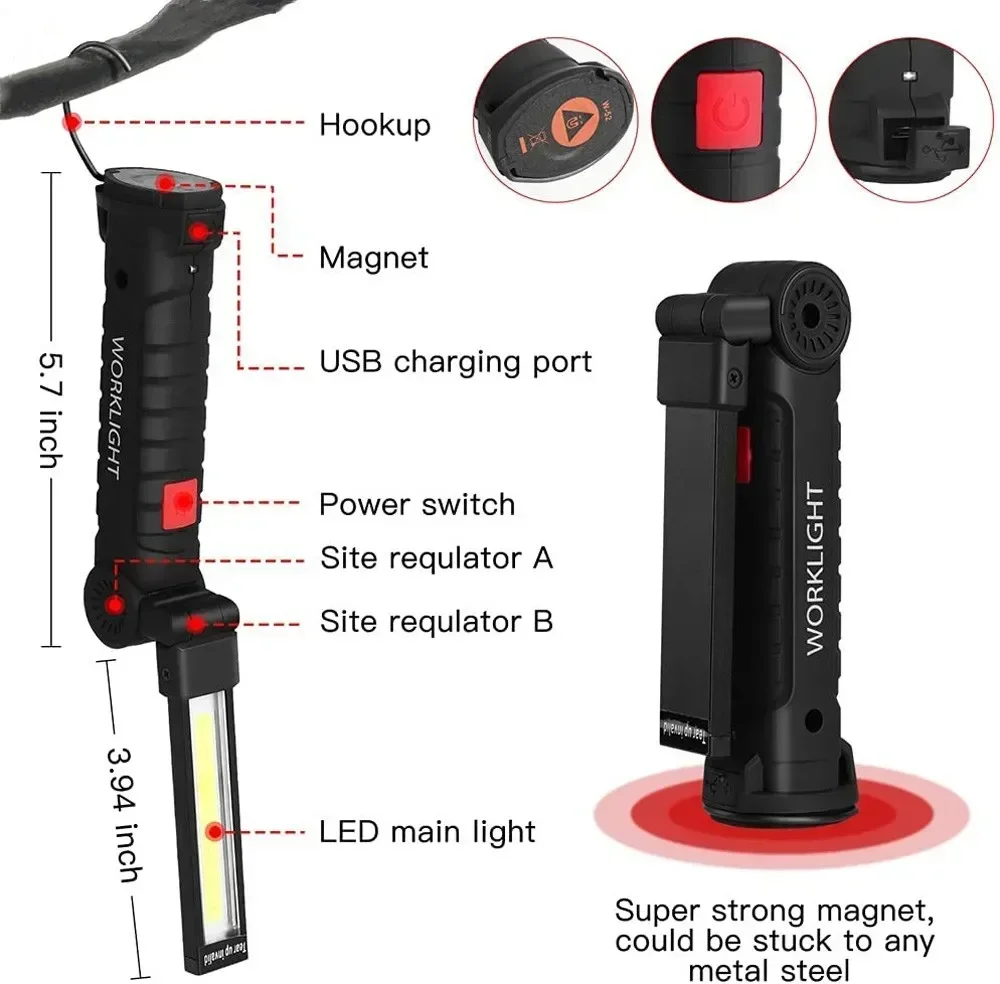 자석, 후크 360이 포함된 LED COB 손전등 US - Outdoor Lighting Electric 리뷰 및 가격