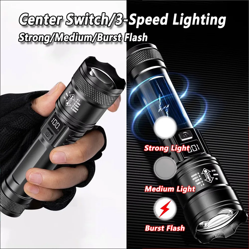 충전식 LED 손전등 줌 기능 포함 LCD 디스플레이  - Zinc Outdoor Lighting 리뷰 및 가격