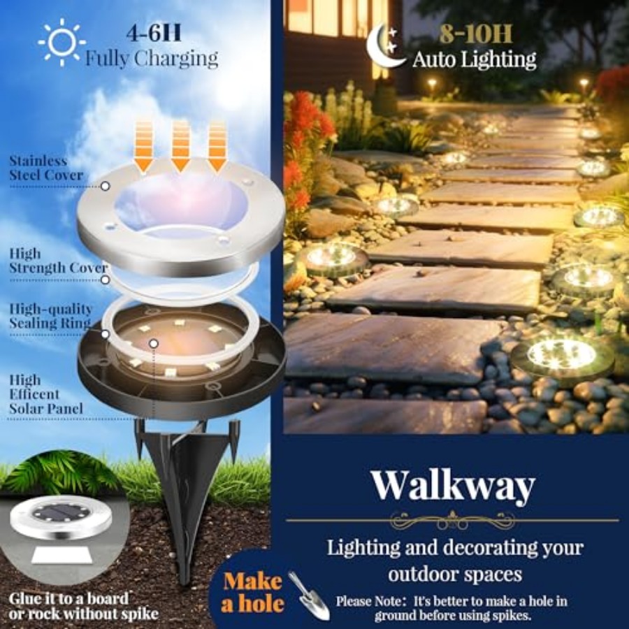 태양광 지상등 태양광 조명 야외 방수 8 LED 태양열 - Outdoor Lighting Led 리뷰 및 가격